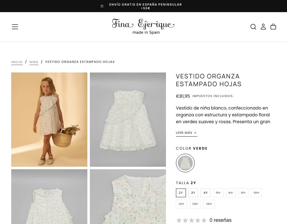 Vestido organza estampado hojas