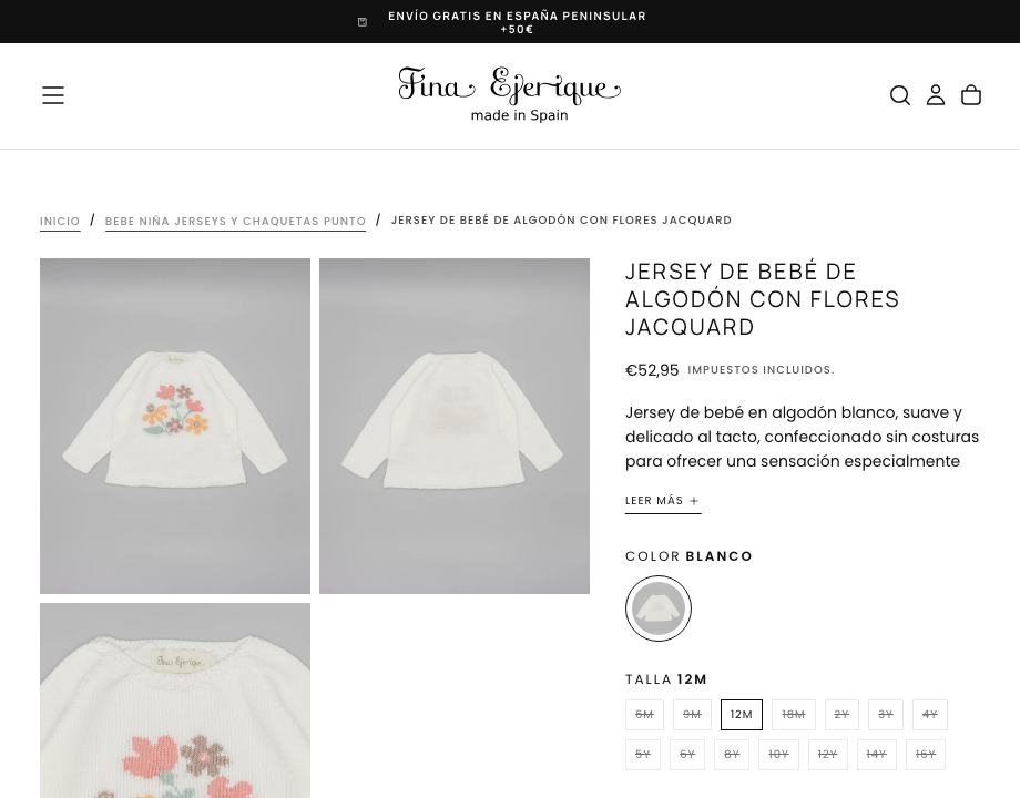 Jersey de bebé de algodón con flores jacquard