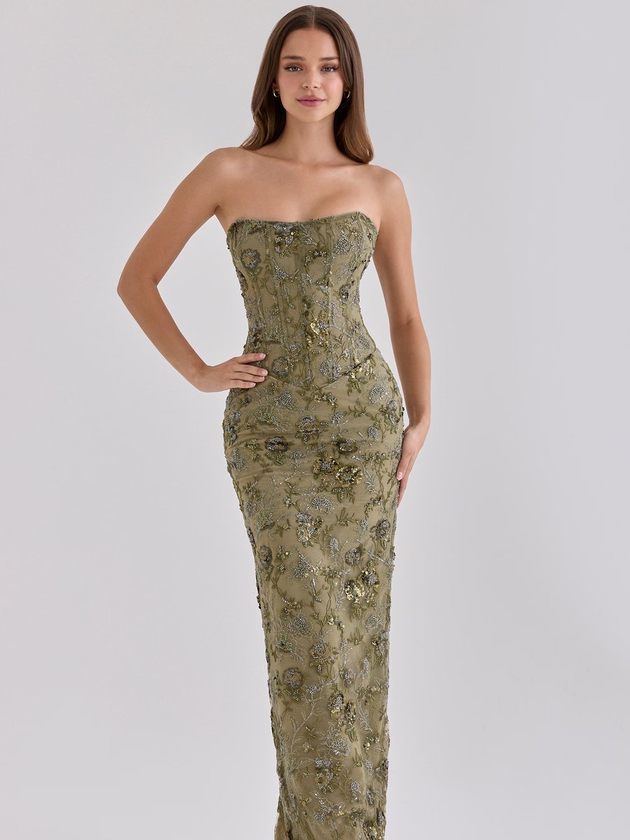 Anisa Olive Maxi Dress