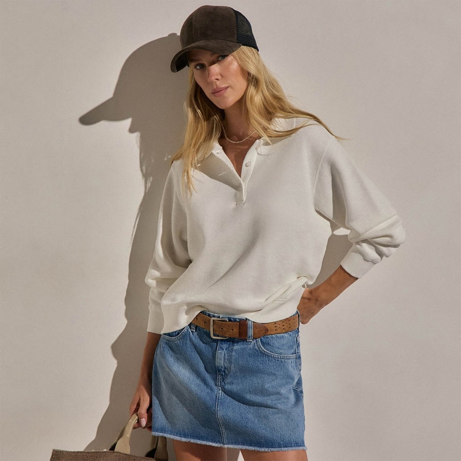 French Terry Henley Pullover Off White Wdft3370