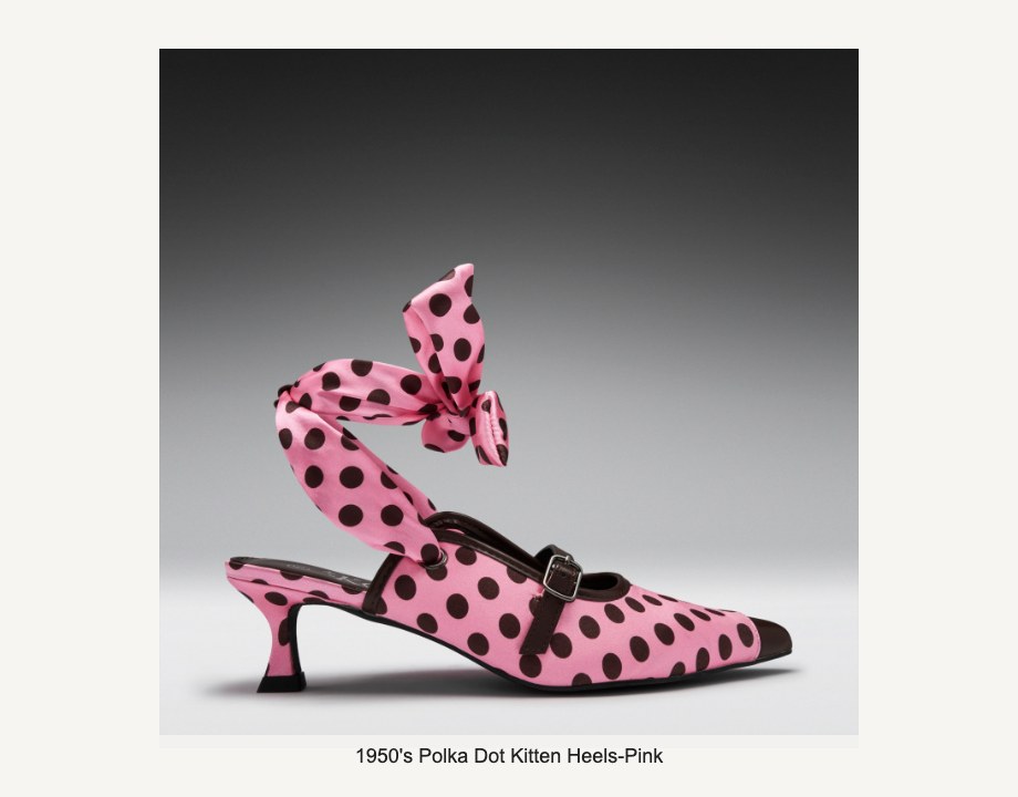 1950's Polka Dot Kitten Heels-Pink