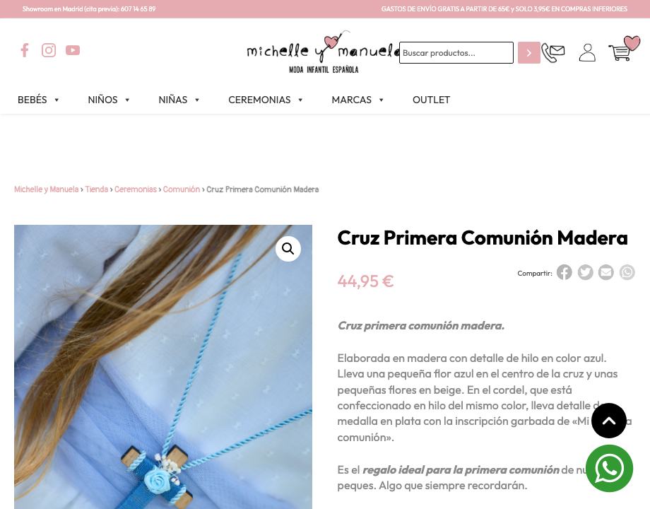 Cruz Primera Comunión Madera