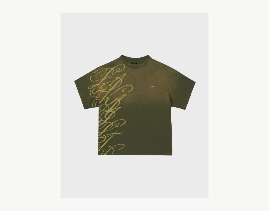 Boxy Tee Signature Print - Sunfaded Green