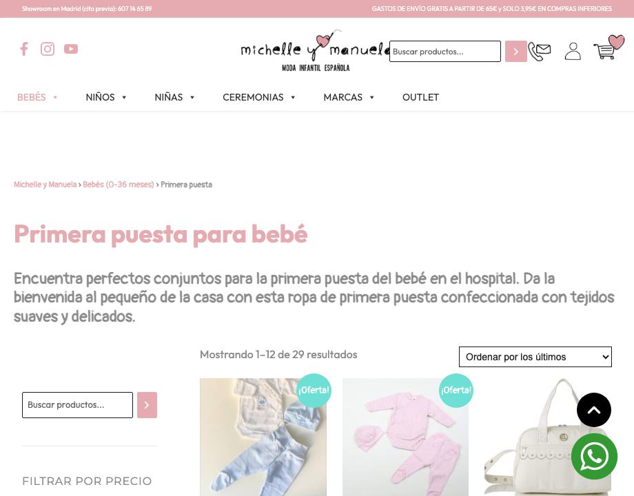 prendas de primera puesta