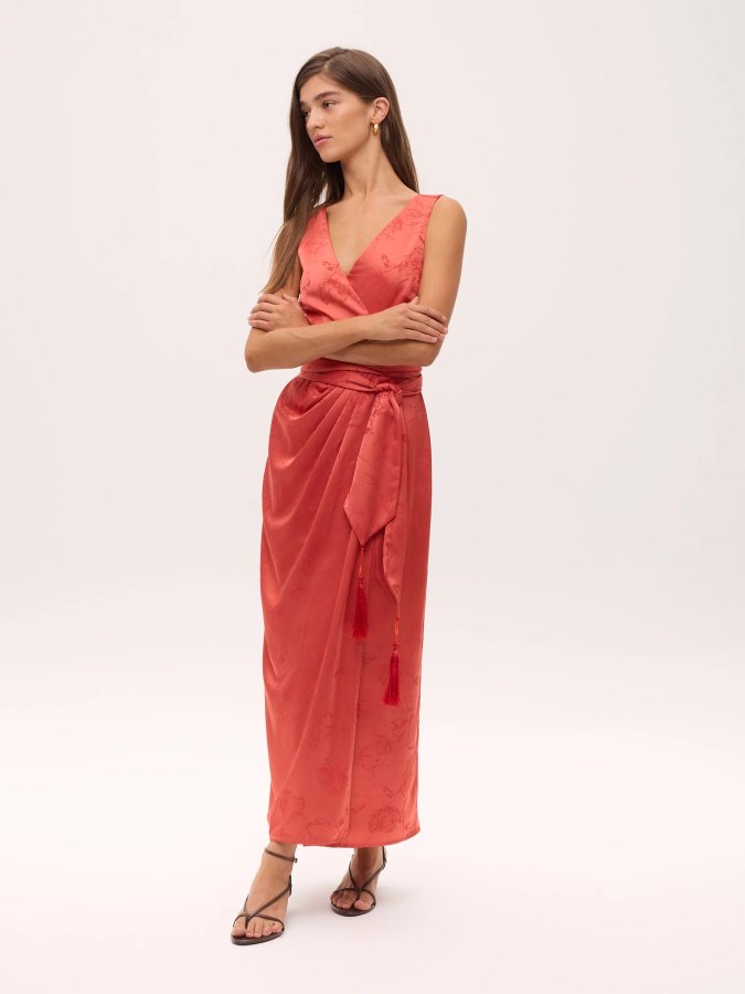 Ariel Coral vestido midi