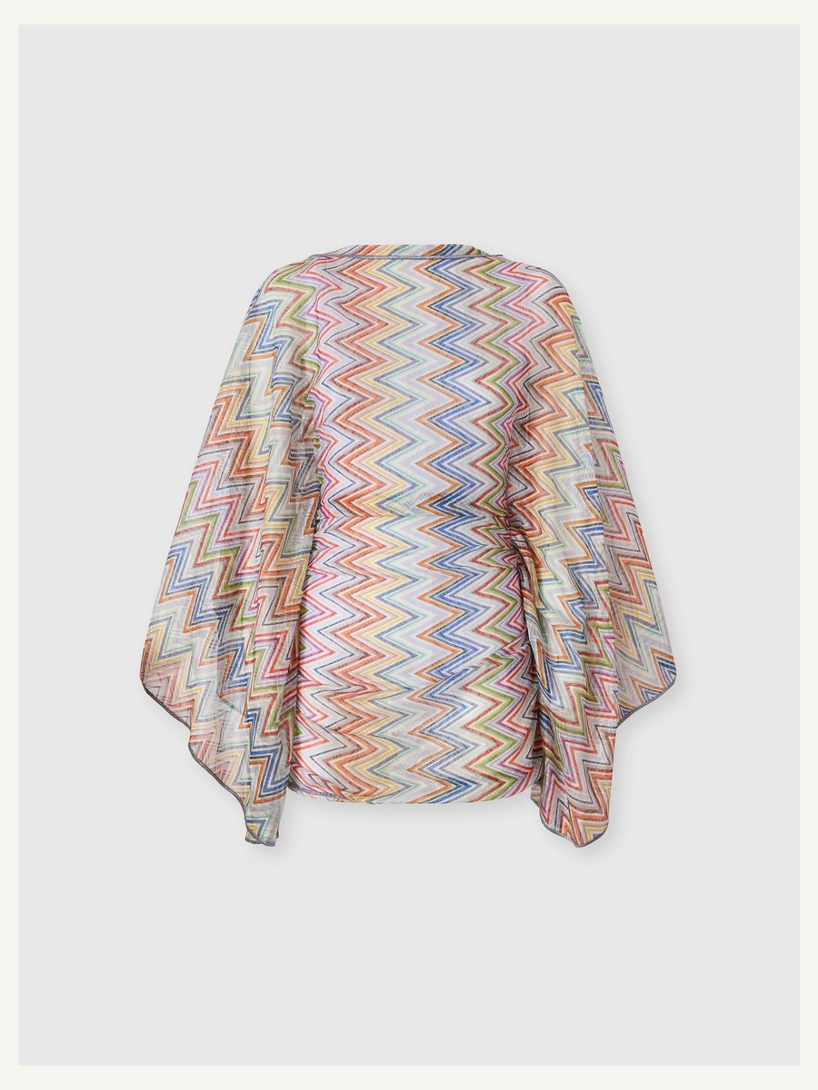 Short cover-up caftan with batwing sleeves