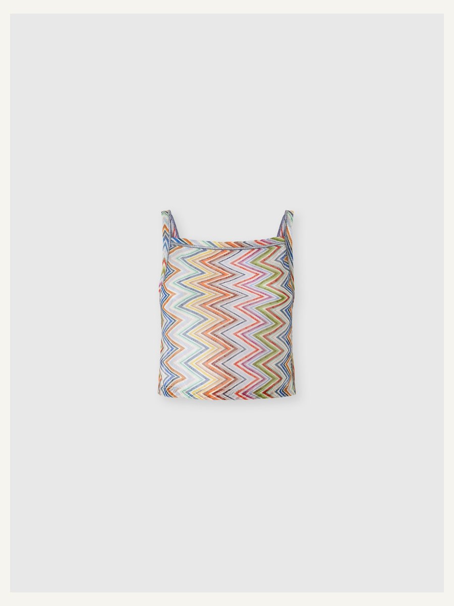 Zig zag tulle tank top with back cut-out