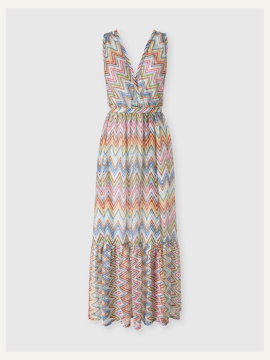 Long zig zag tulle cover-up dress