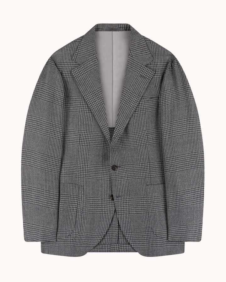 Sport Jacket Grey Glen Check Wool Linen
