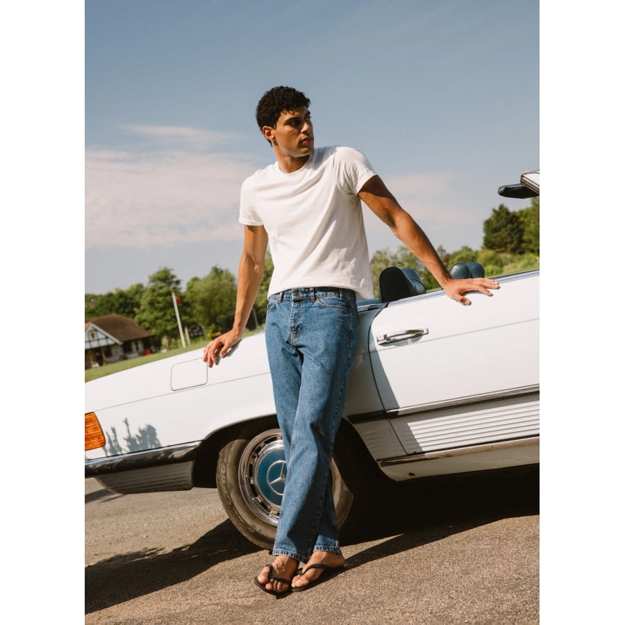 Straight Leg Heritage Denim Jeans | Cotton | Mid Wash Blue