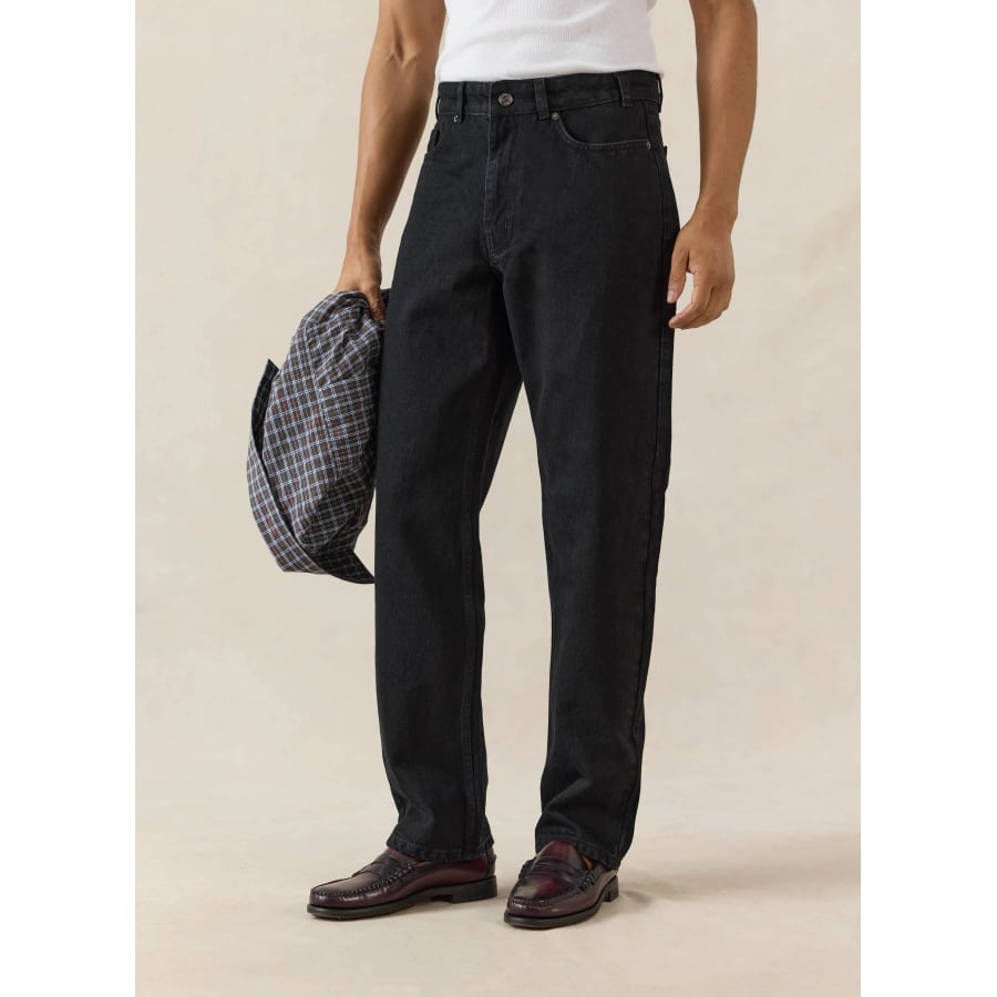 Straight Leg Heritage Denim Jeans | Cotton | Black