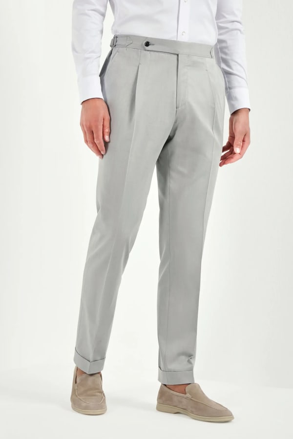 Light grey wool and cotton Roma trousers