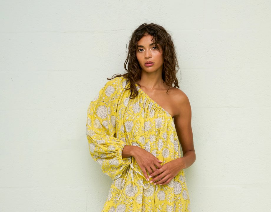 Block Print One Shoulder Dress