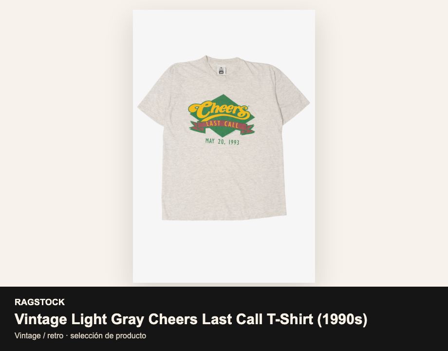 Vintage Light Gray Cheers Last Call T-Shirt (1990s)
