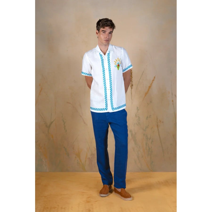 Telluris linen bowling shirt white