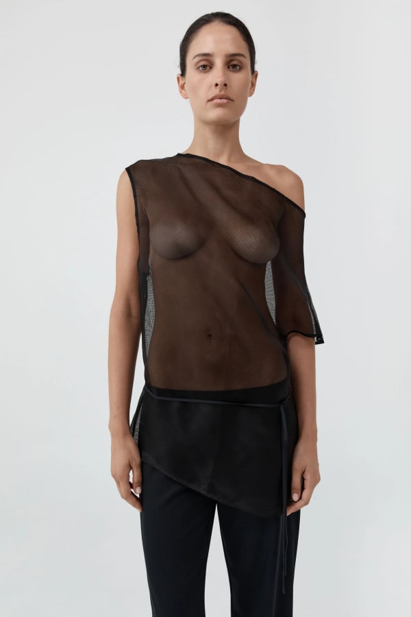 Silk Mesh Mini Dress