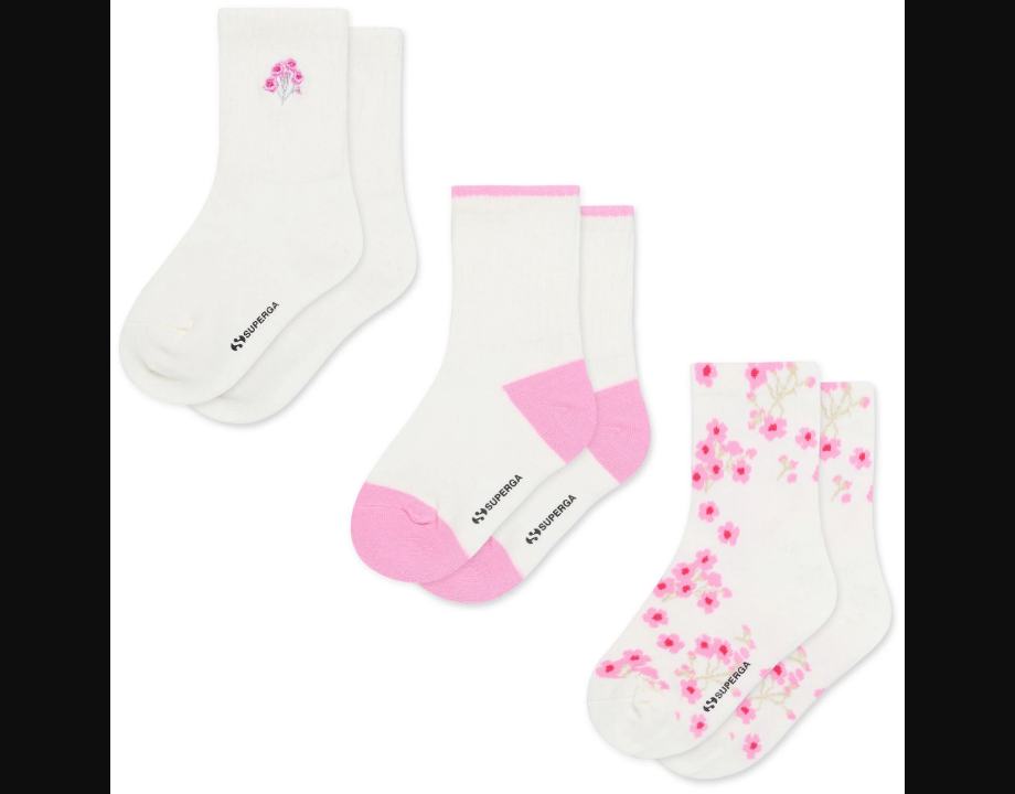 SP24 K02 CREW 3PACK Socks Crew Sock Girl Lt Beige Pink Fuchsia