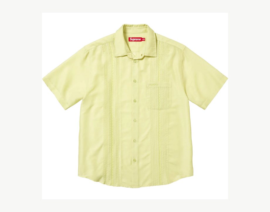 Pintuck S/S Shirt Pale Lime
