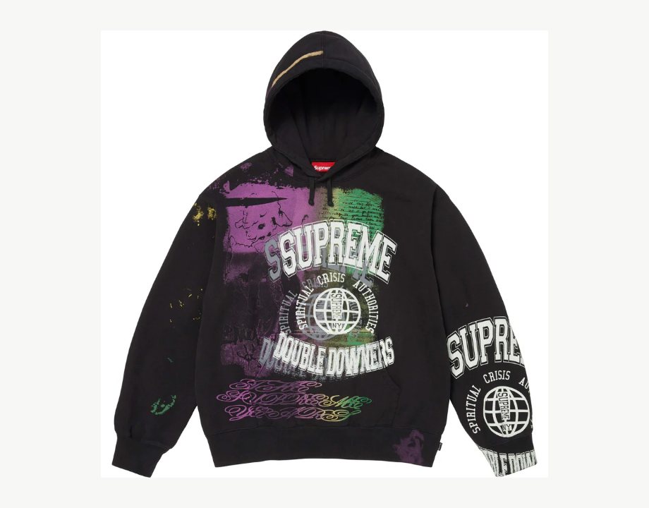 Overprint Hooded Sweatshirt Black