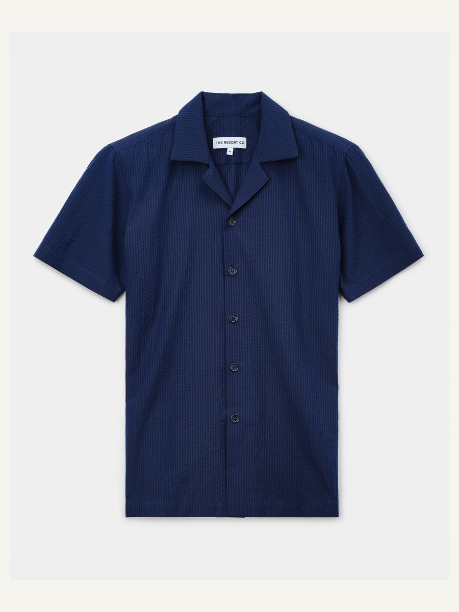 Seersucker Resort Shirt Navy