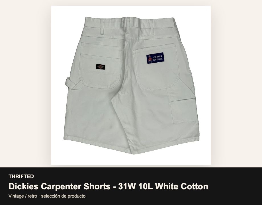 Dickies Carpenter Shorts - 31W 10L White Cotton