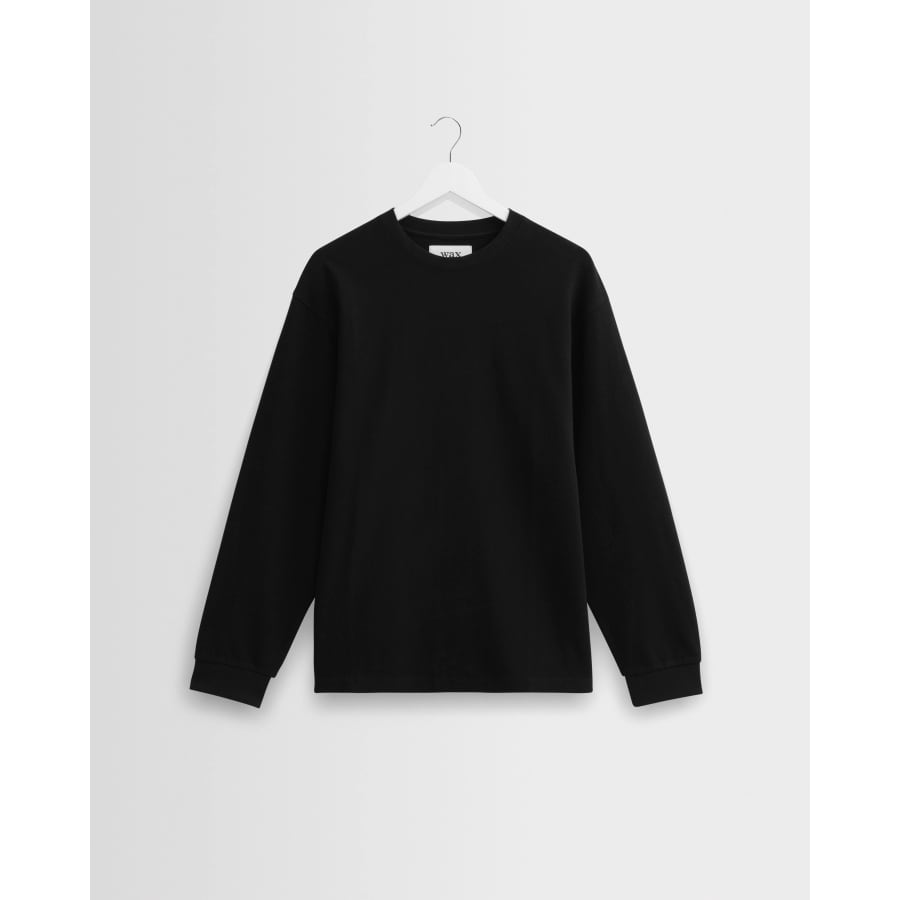 Hayden Black Textured Organic Cotton Long Sleeve T Shirt
