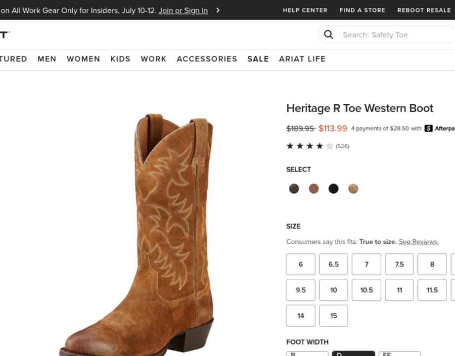 Heritage R Toe Western Boot