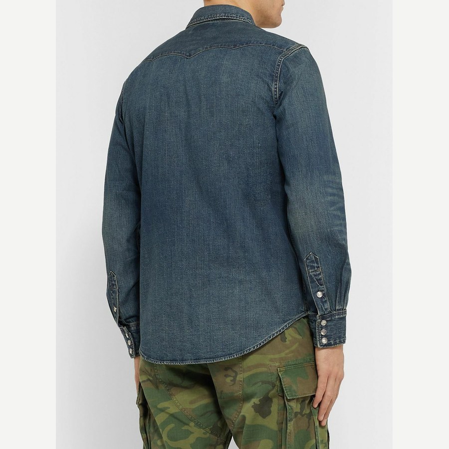 Distressed Denim Western Shirt