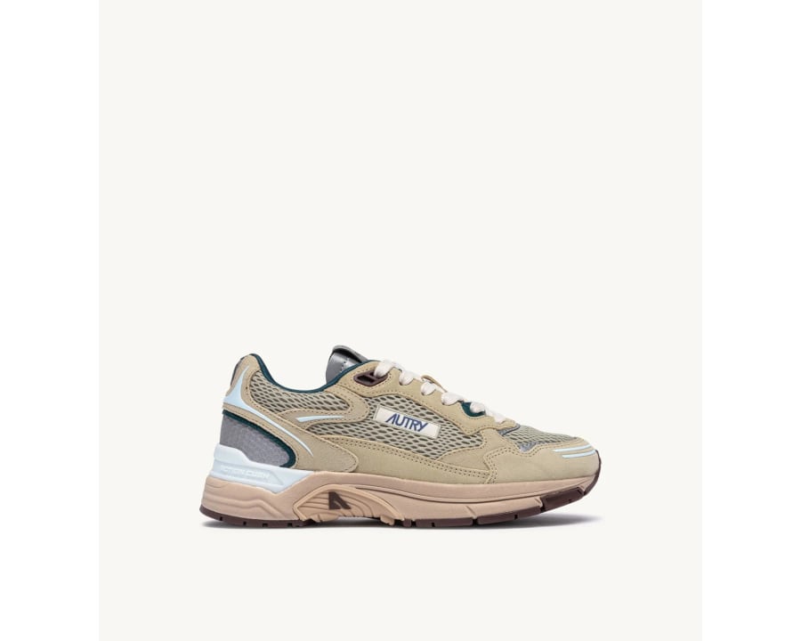 HYPERWAY SNEAKERS IN ECRU AND SPA BLUE SUEDE AND MESH
