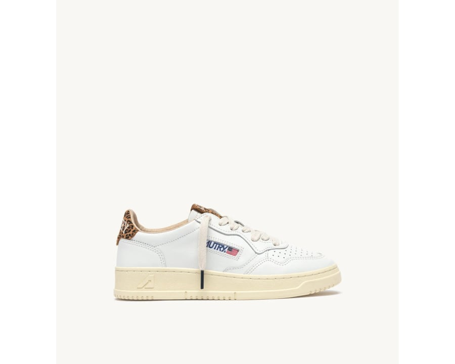 MEDALIST LOW SNEAKERS IN WHITE LEATHER AND LEOPARD SUEDE