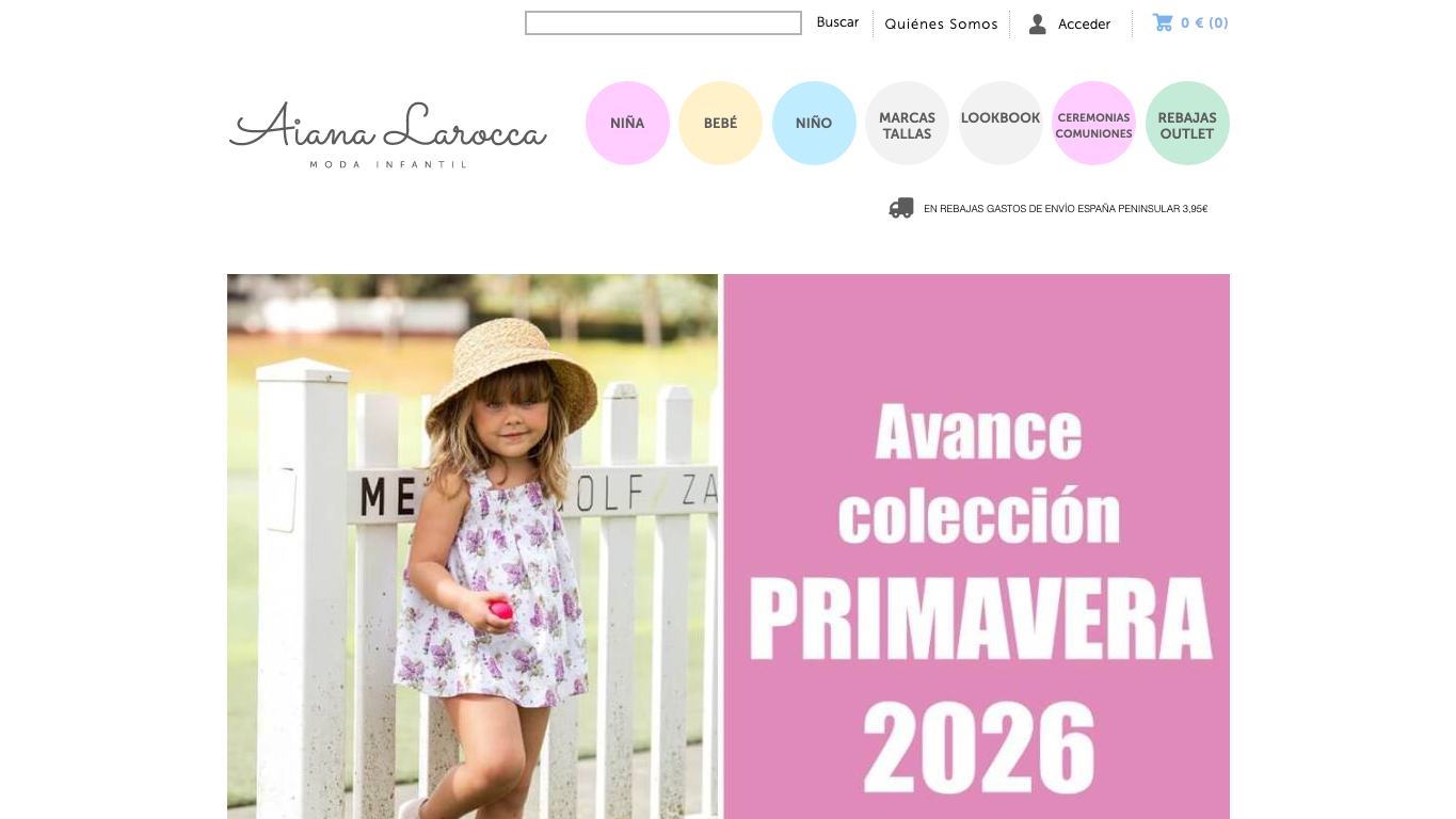 Captura real de la home de Aiana Larocca