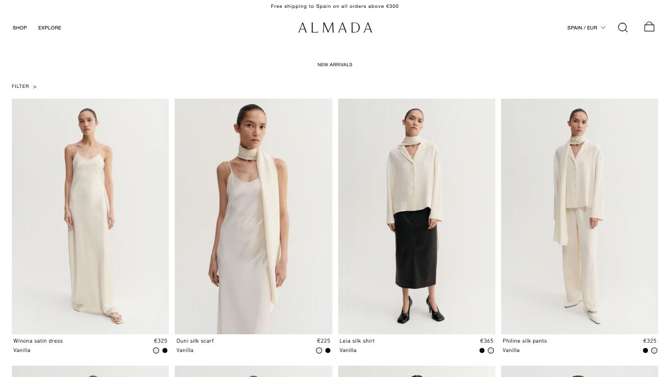 Captura real de la home de Almada Label