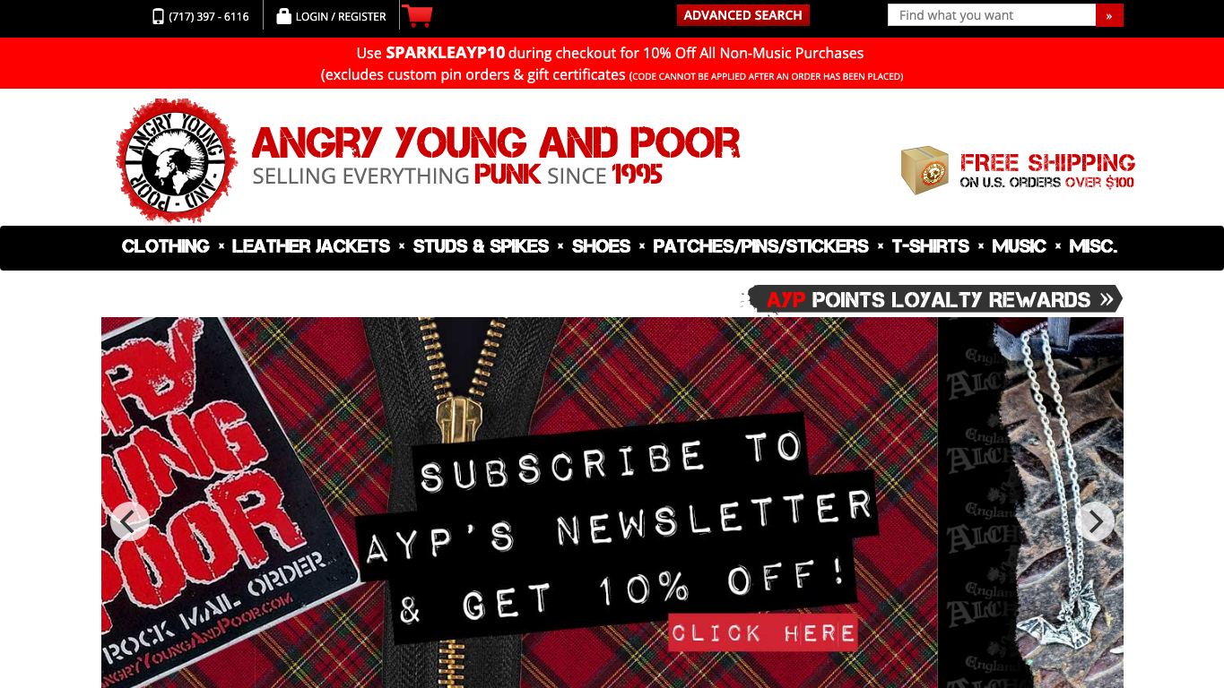 Captura real de la home de Angry Young and Poor