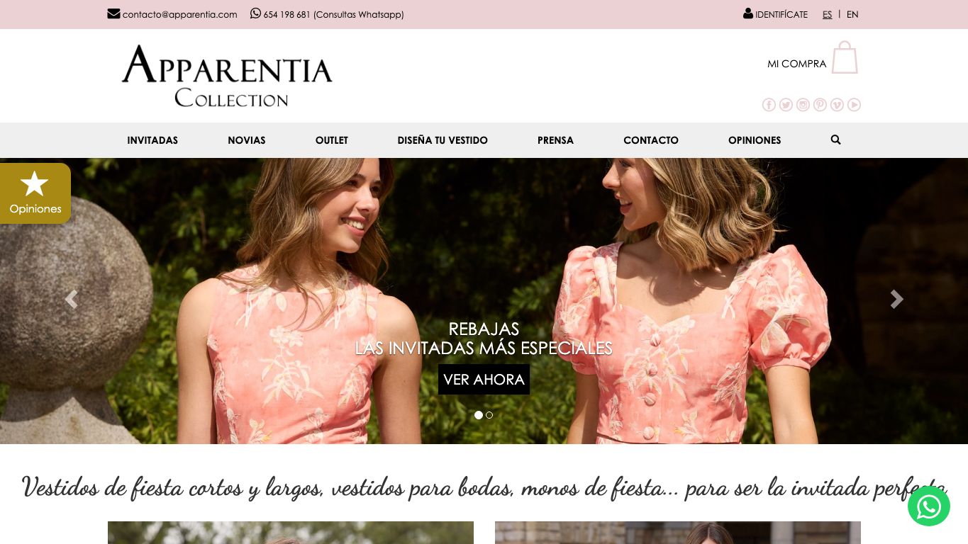 Captura real de la home de Apparentia