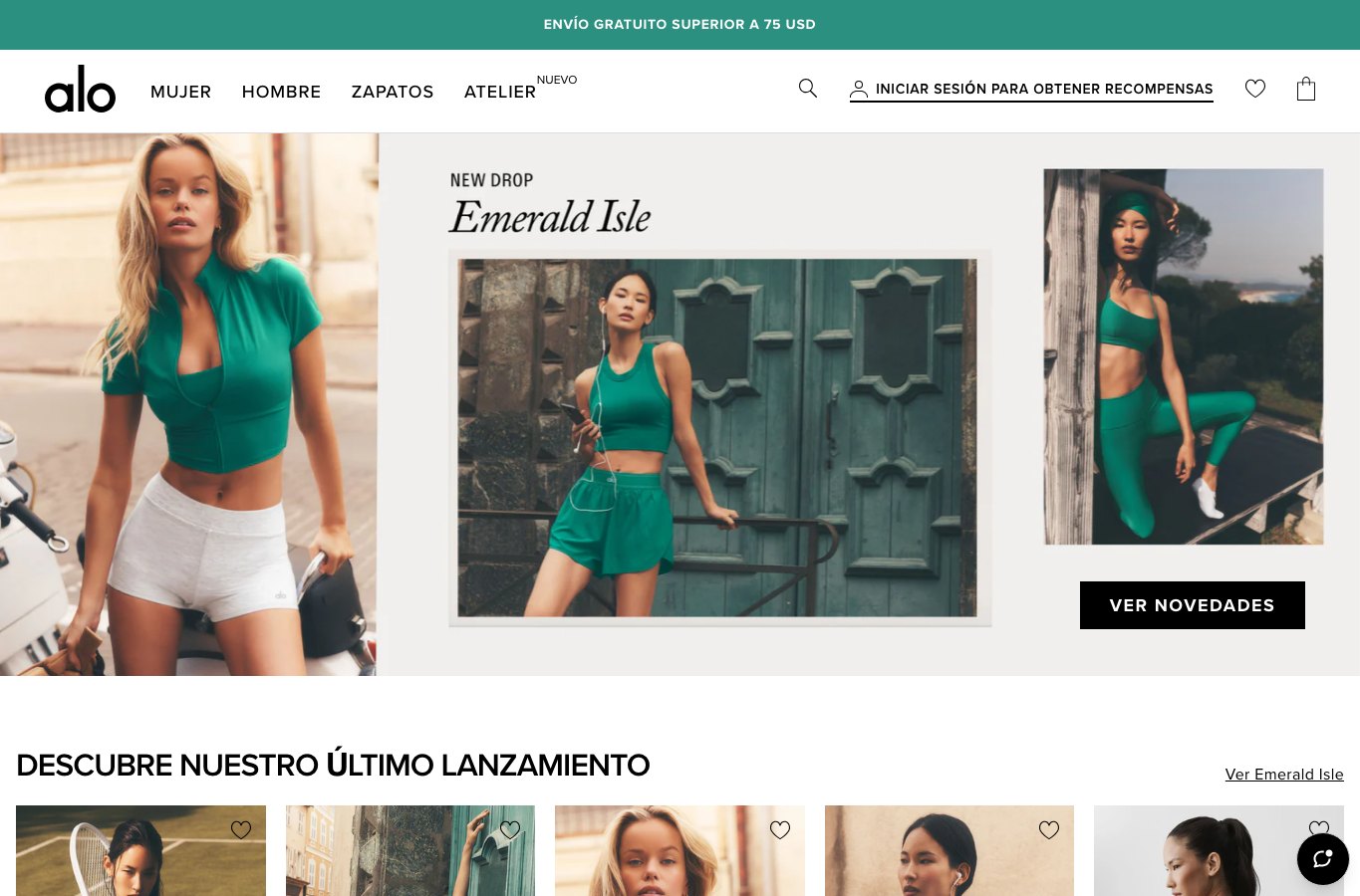 Inicio de la tienda online Alo Yoga
