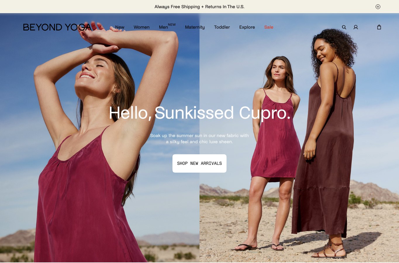 Inicio de la tienda online Beyond Yoga