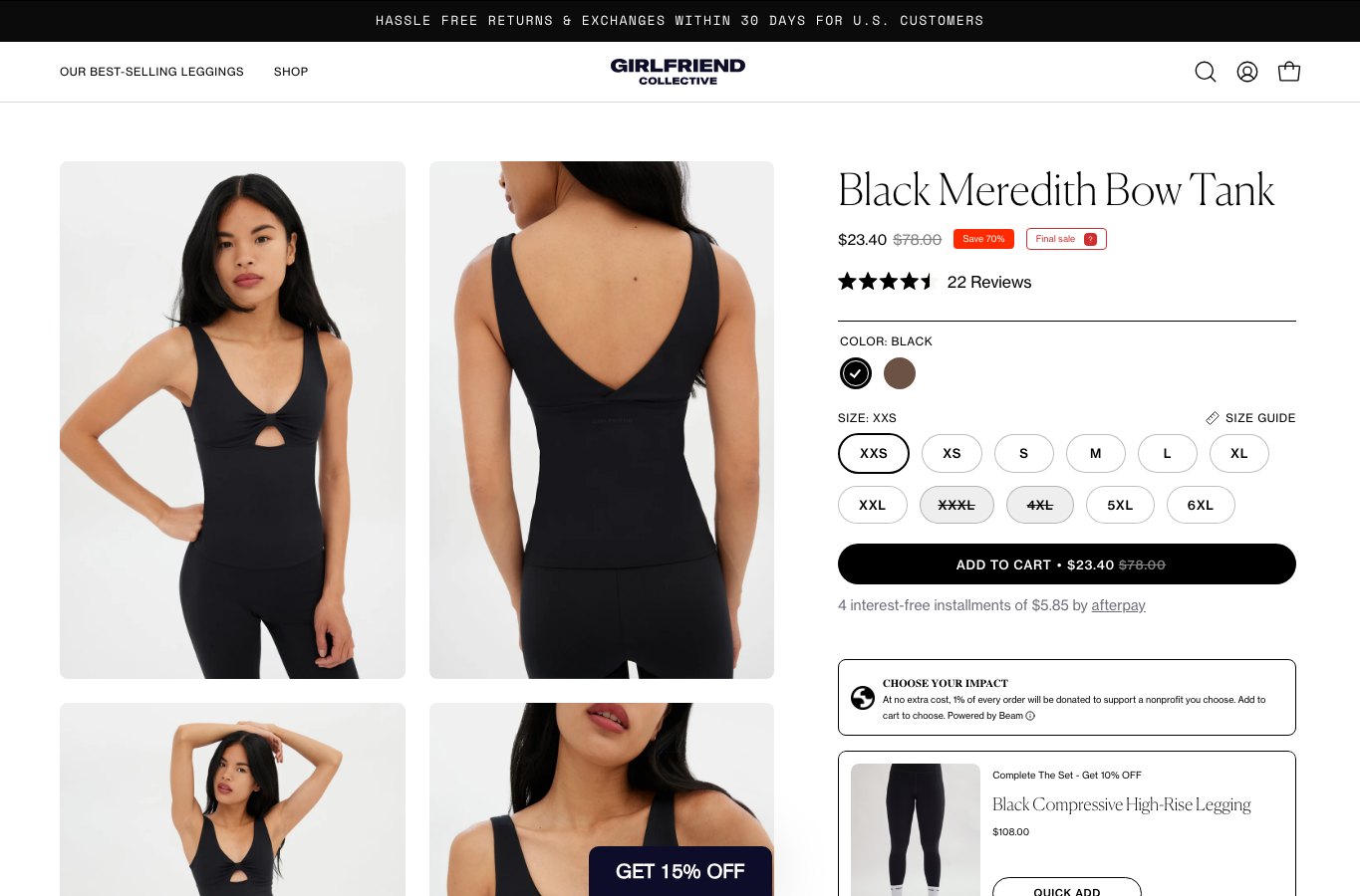 Producto real de la tienda online Girlfriend Collective