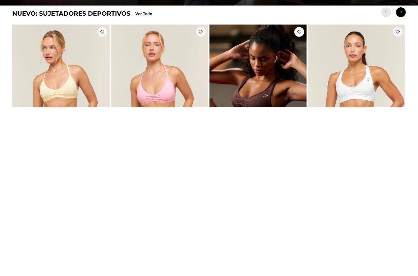 Zona intermedia del catalogo de Gymshark