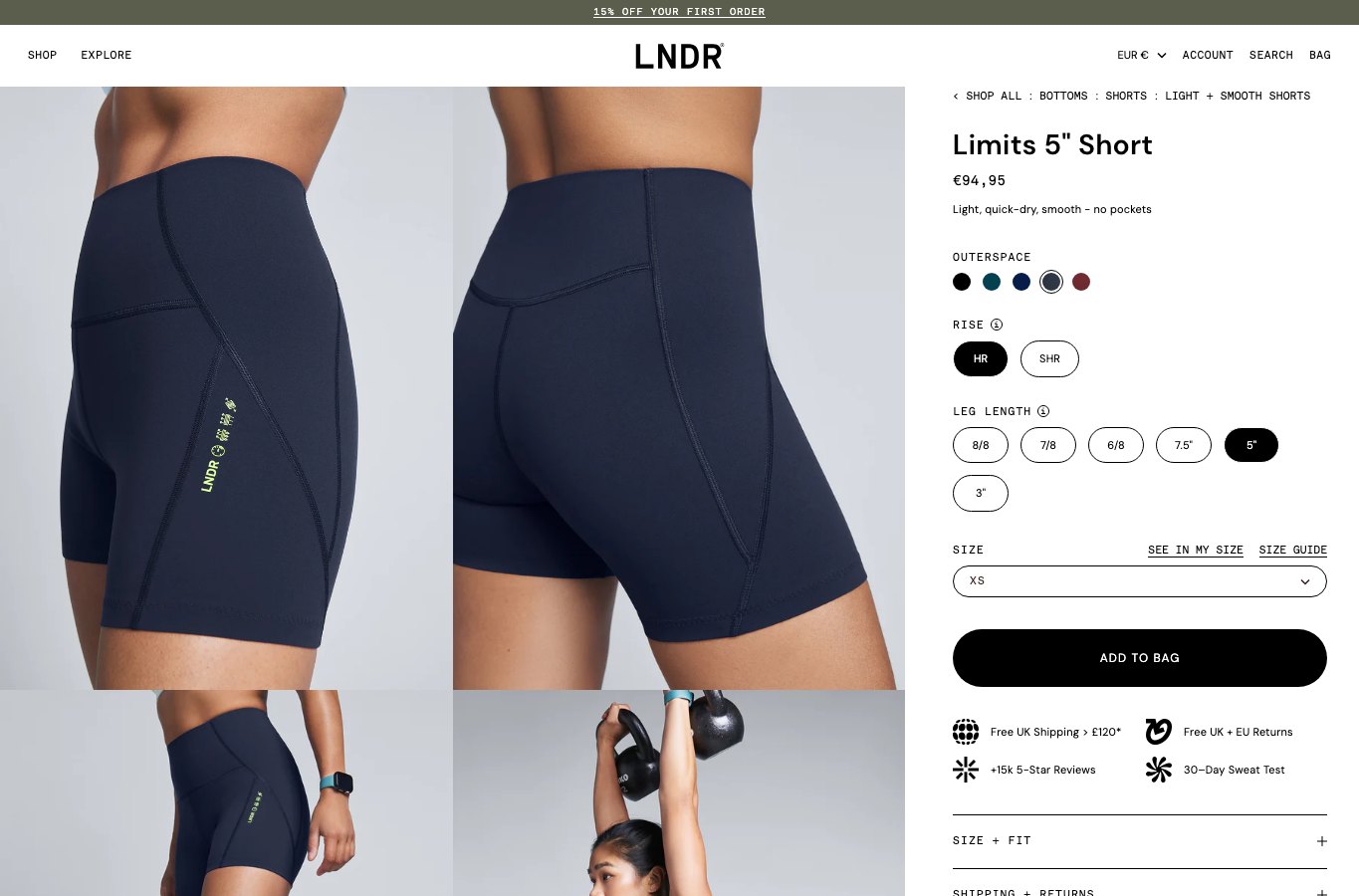 Producto real de la tienda online LNDR
