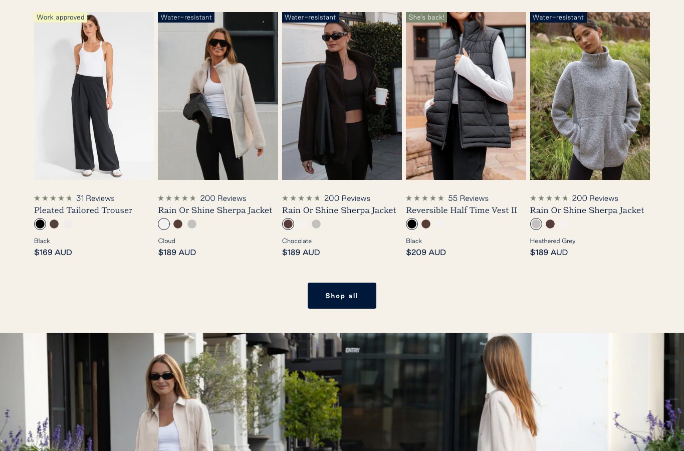 Zona intermedia del catalogo de Nimble Activewear