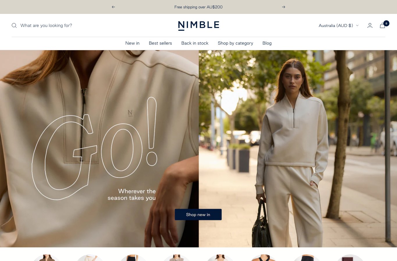 Inicio de la tienda online Nimble Activewear