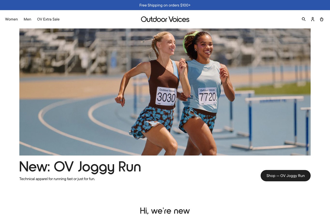 Inicio de la tienda online Outdoor Voices