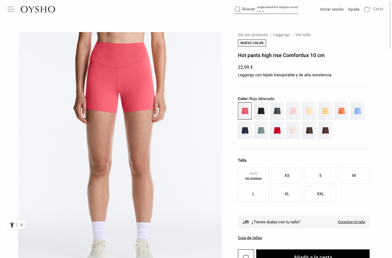 Producto real de la tienda online Oysho Sport
