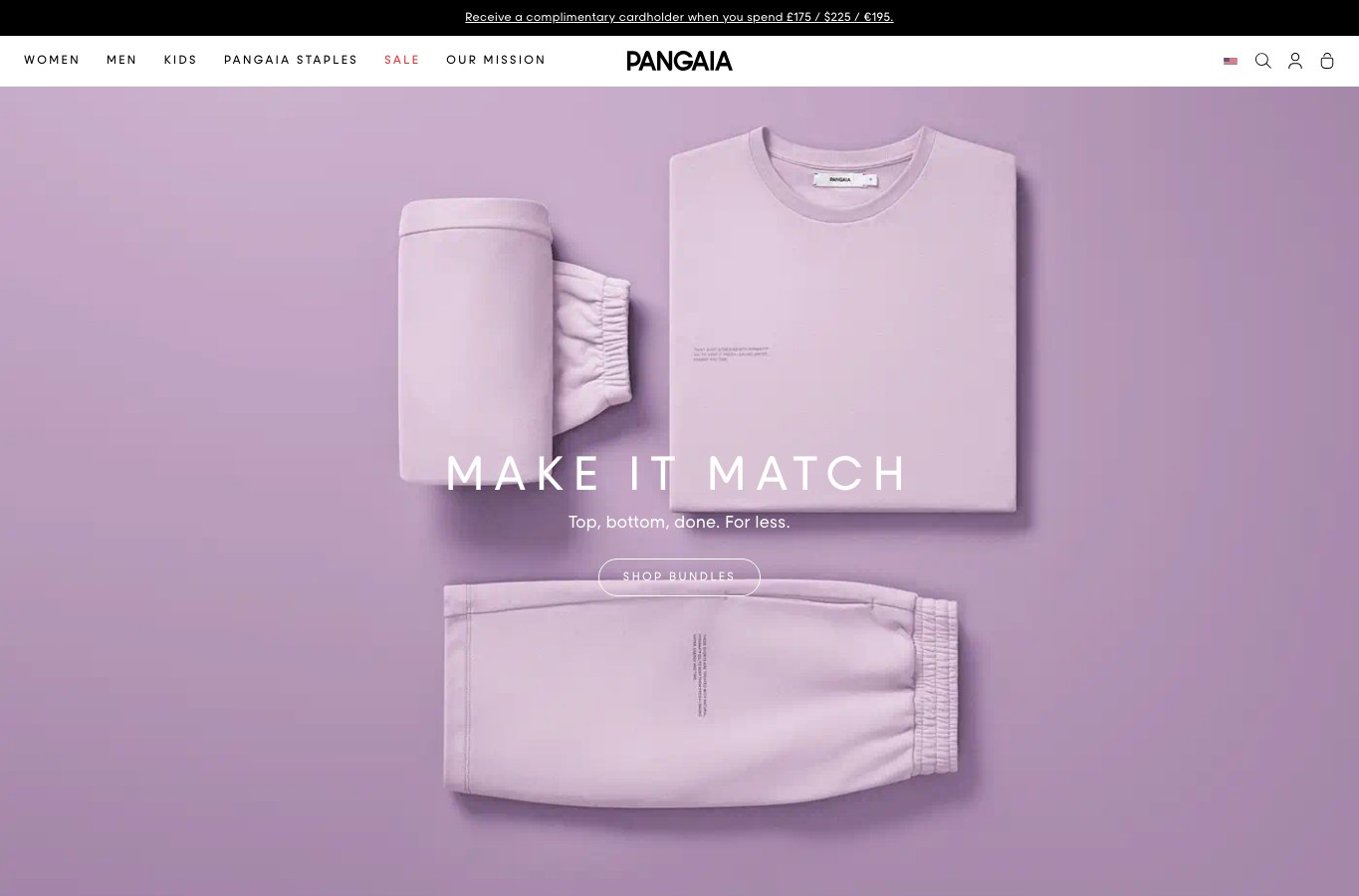 Inicio de la tienda online Pangaia