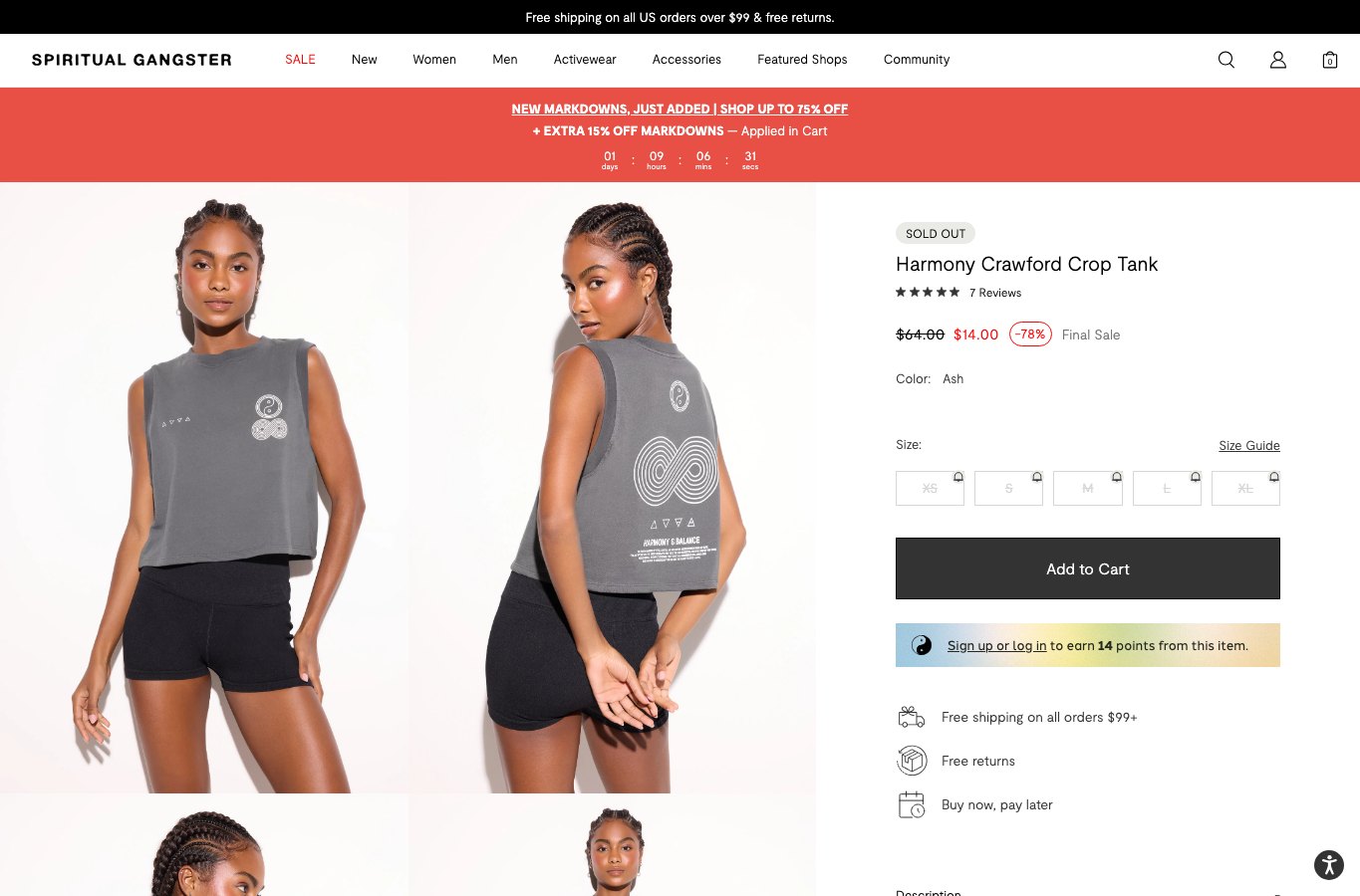 Producto real de la tienda online Spiritual Gangster