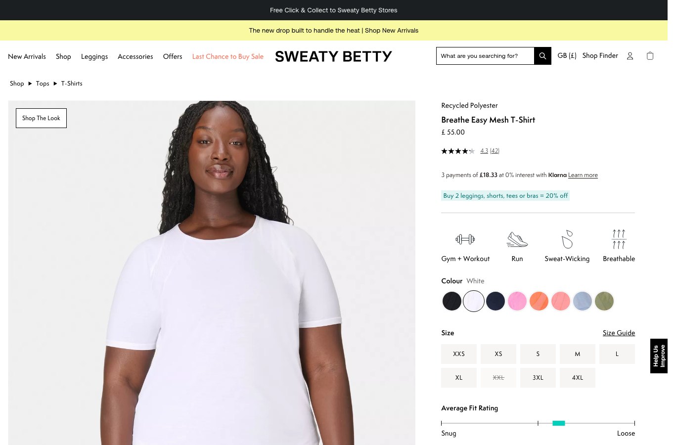 Producto real de la tienda online Sweaty Betty