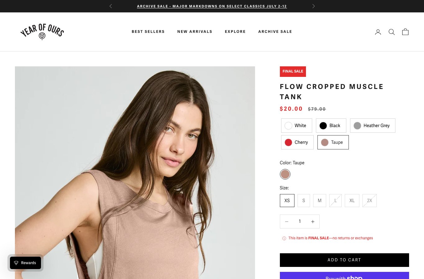 Producto real de la tienda online Year of Ours
