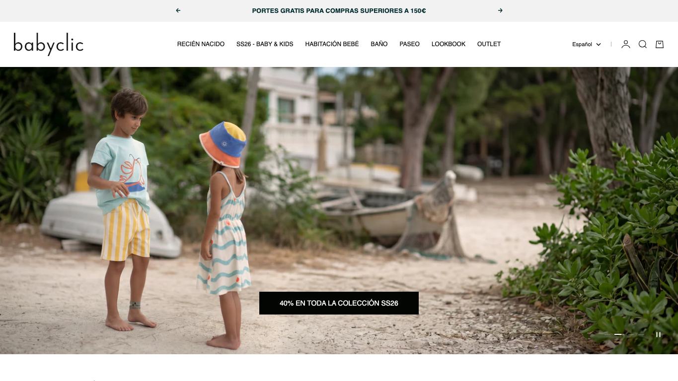 Captura real de la home de Babyclic