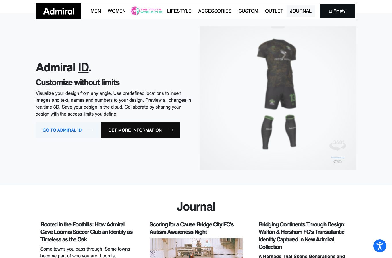 Zona intermedia del catalogo de Admiral Sports