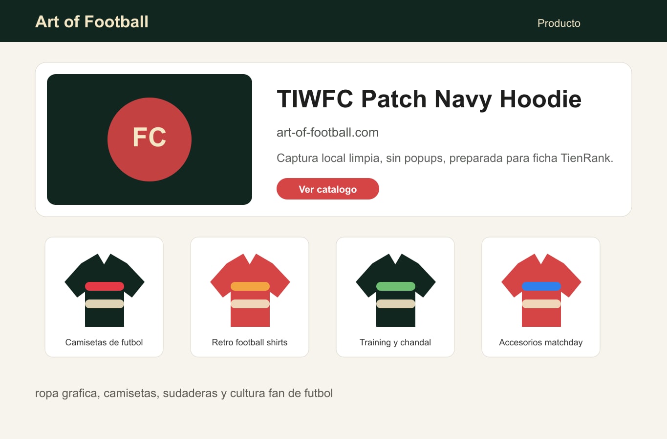 Producto o referencia real de Art of Football